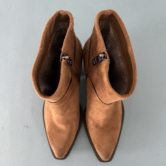 Antonio Melani Tabbie Oiled Suede Pecan Pie Brown Western Buckle Boots - Picture 7 of 8